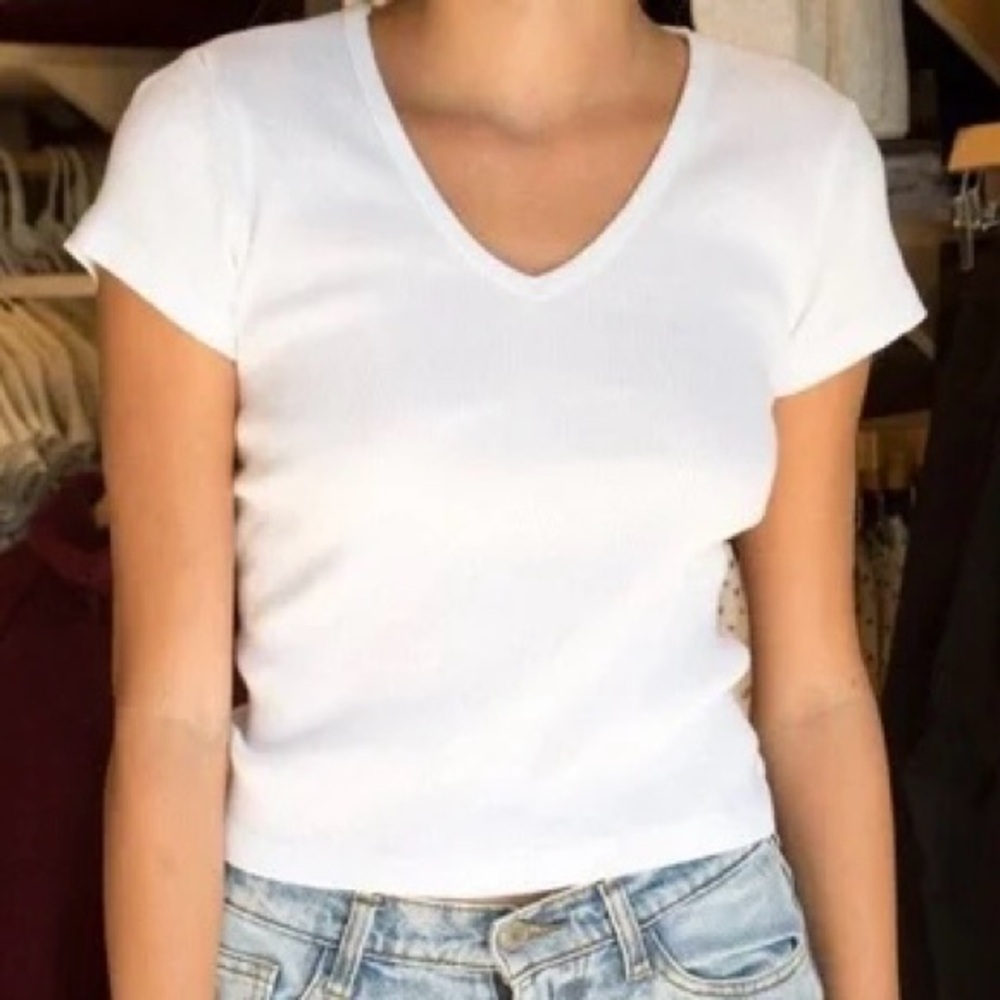 Brandy Melville Ashlyn V Neck Crop Tee